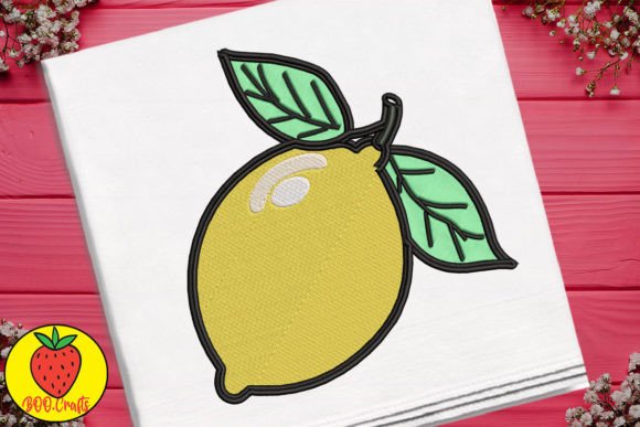 Cute Yellow Lemon Embroidery Design